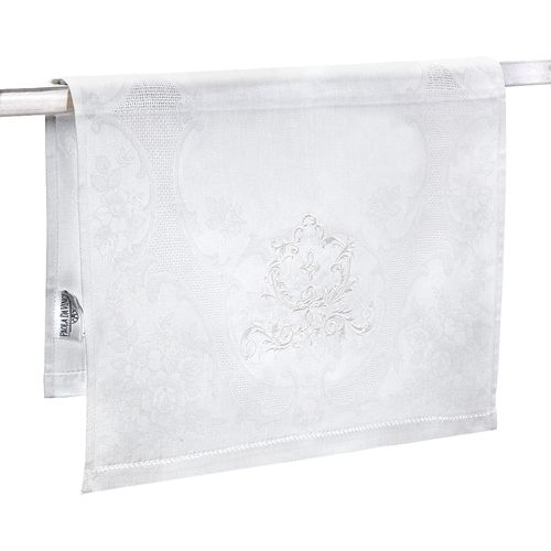 Toalha de Lavabo Puro Linho Bordado Ajour - BRANCO