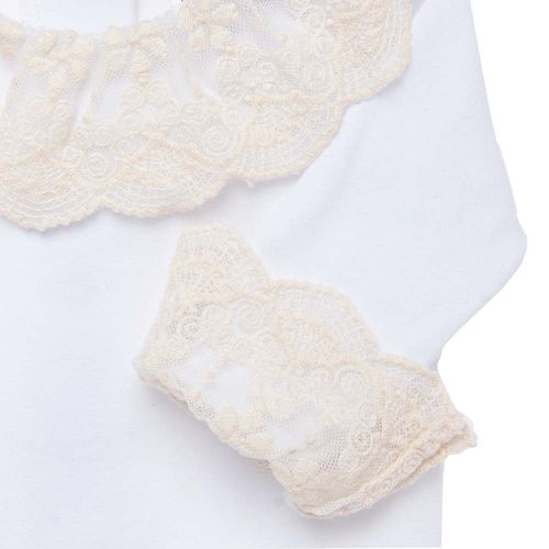 Body Bebê Manga Longa com Renda Bordada - BRANCO