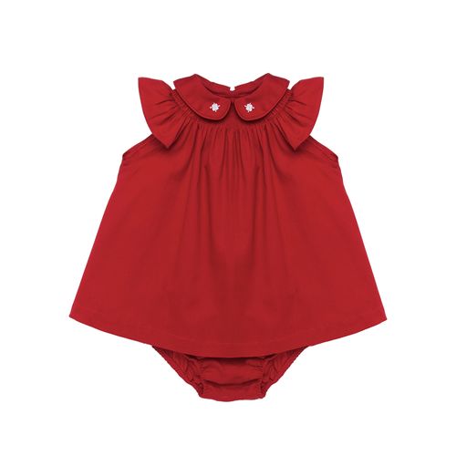 Vestido de Bebê Feminino Batinha Ponto Smock - VERMELHO
