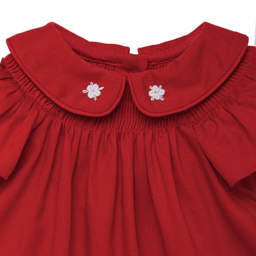 Vestido de Bebê Feminino Batinha Ponto Smock - VERMELHO