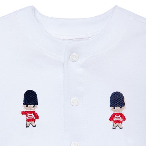 Macacão de Bebê Masculino Longo Algodão Egípcio Soldadinho - BRANCO