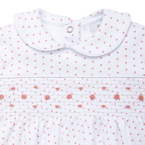 Macacão Vestido de Bebê Feminino Longo Algodão Egípcio Ponto Smock - ROSE