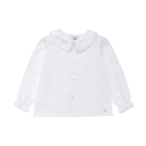 Bata de Bebê Feminina Manga Longa Algodão Egípcio com Renda - BRANCO
