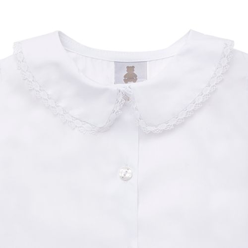 Bata de Bebê Feminina Manga Longa Algodão Egípcio com Renda - BRANCO