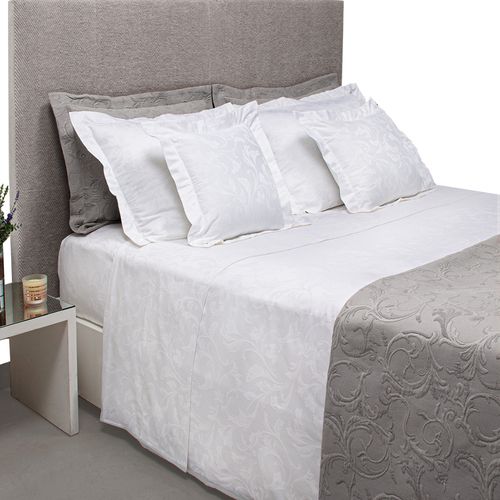 Jogo de Lençol Casal Jacquard 400 Fios Percal Spello - BRANCO