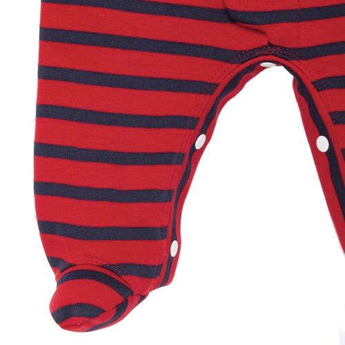 Macacão de Bebê Masculino Longo Gola Urso - VERMELHO
