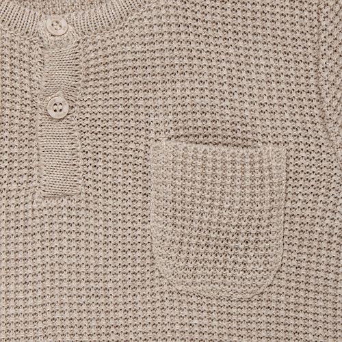 Blusa Tricot Infantil Masculina Manga Longa Ponto Arroz - KAKI