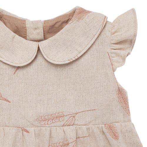 Romper de Bebê Feminino Linho Bordado - CRU