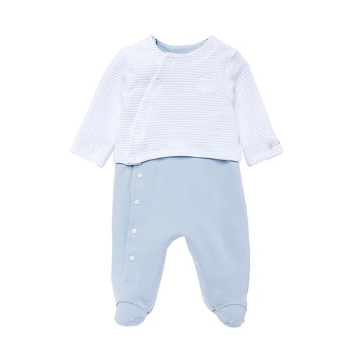 Macacão de Bebê Masculino Longo Casaco Matelassê - AZUL BEBE