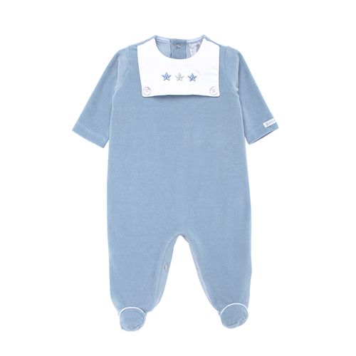 Macacão de Bebê Masculino Longo Plush Estrelas - AZUL BEBE