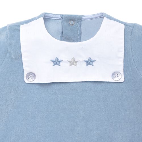 Macacão de Bebê Masculino Longo Plush Estrelas - AZUL BEBE