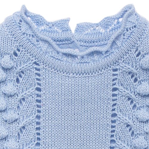 Saída de Maternidade Feminina Tricot Pala Ponto Pipoca - AZUL