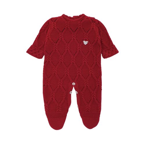 Saída de Maternidade Feminina Tricot Losangos - VERMELHO
