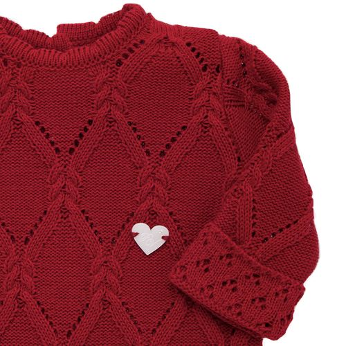 Saída de Maternidade Feminina Tricot Losangos - VERMELHO