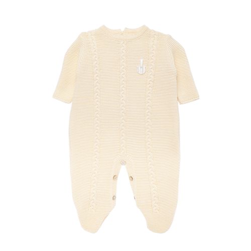 Saída de Maternidade Feminina Tricot Ponto Arroz Tranças - AMARELO