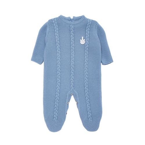 Saída de Maternidade Feminina Tricot Ponto Arroz Tranças - AZUL OCEANO