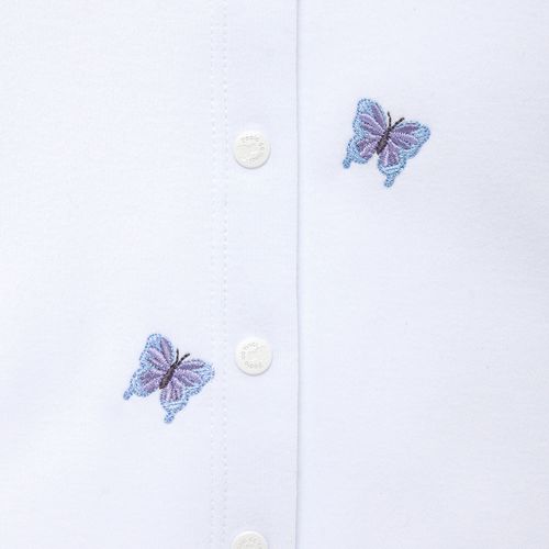 Macacão de Bebê Feminino Longo Algodão Egípcio Borboletas - BRANCO