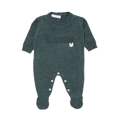 Saída de Maternidade Masculina Tricot Pala com Detalhes - VERDE MESCLA