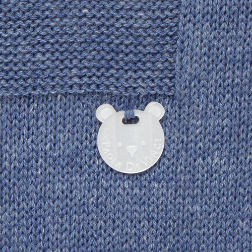 Saída de Maternidade Masculina Tricot Pala com Detalhes - AZUL MESCLA