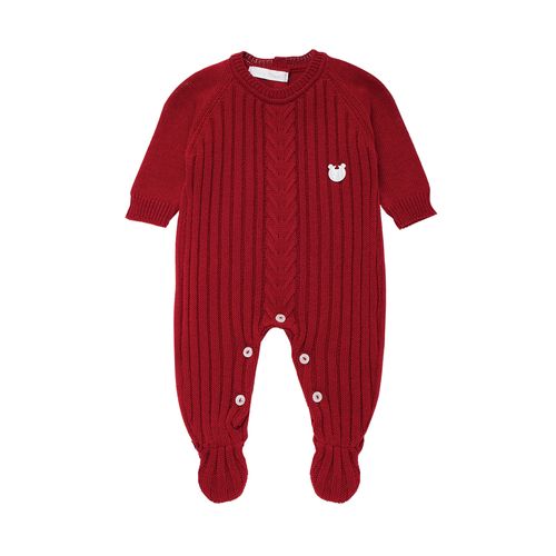 Saída de Maternidade Masculina Tricot Canelada - VERMELHO