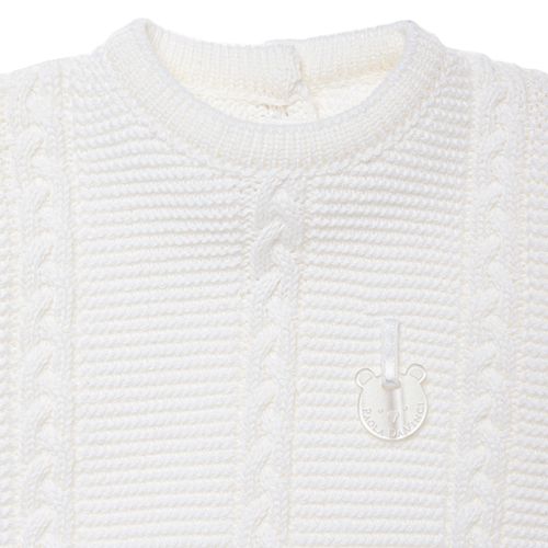 Saída de Maternidade Feminina Tricot Ponto Arroz Tranças - BRANCO