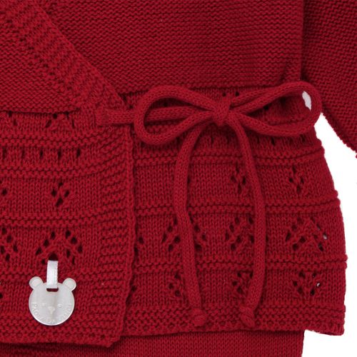 Conjunto de Saída de Maternidade Feminina Casaco Transpassado - VERMELHO