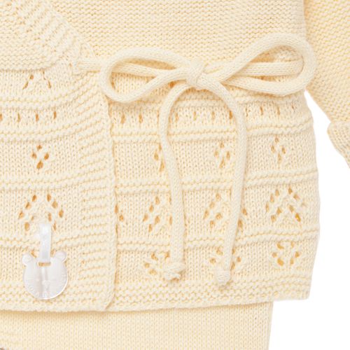 Conjunto de Saída de Maternidade Feminina Casaco Transpassado - AMARELO