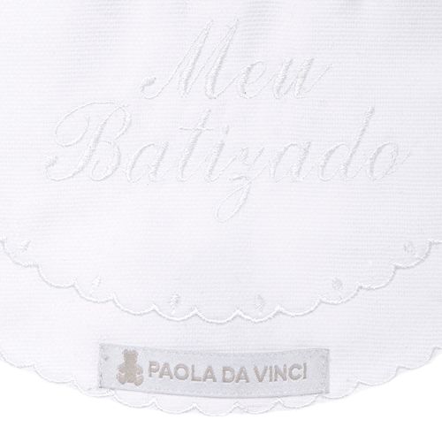 Babador para Bebê Meu Batizado - BRANCO