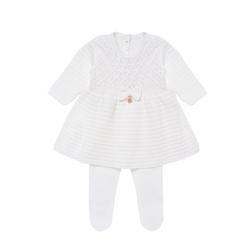Saída de Maternidade Feminina Tricot Losango com Laço - BRANCO