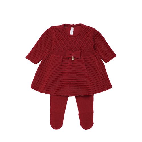Saída de Maternidade Feminina Tricot Losango com Laço - VERMELHO