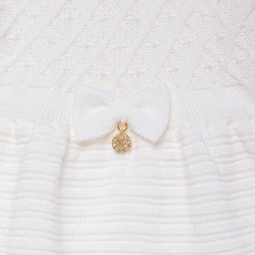 Saída de Maternidade Feminina Tricot Losango com Laço - BRANCO