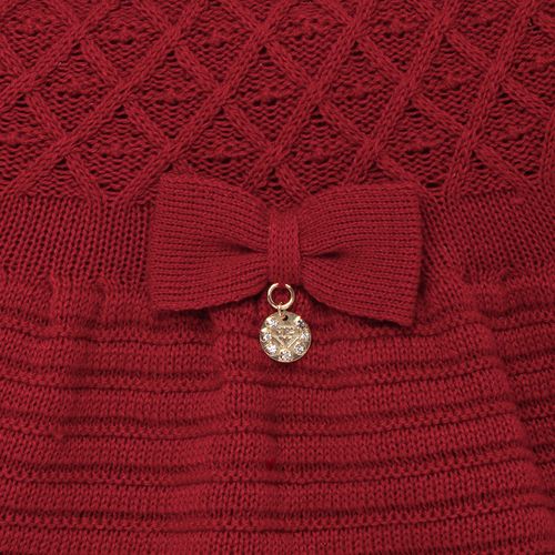 Saída de Maternidade Feminina Tricot Losango com Laço - VERMELHO