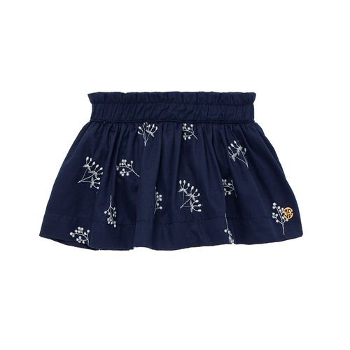 Saia de Bebê Feminina Cetim Fio 60 Bordada - AZUL MARINHO