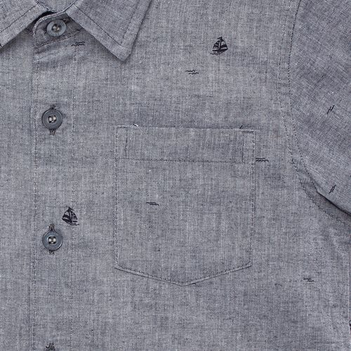 Camisa Infantil Masculina Manga Curta Navio - CINZA