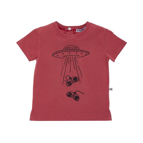 Camiseta de Bebê Masculina Manga Curta Nave - VERMELHO