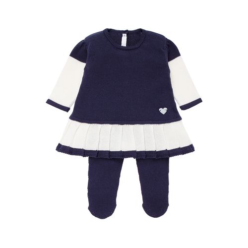 Saída de Maternidade Feminina Vestido College - AZUL MARINHO COM BRANCO