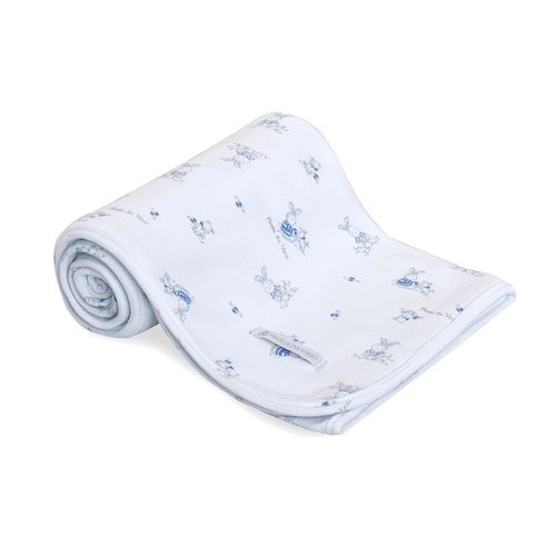Manta de Bebê Algodão Egípcio Coelhos - AZUL BEBE