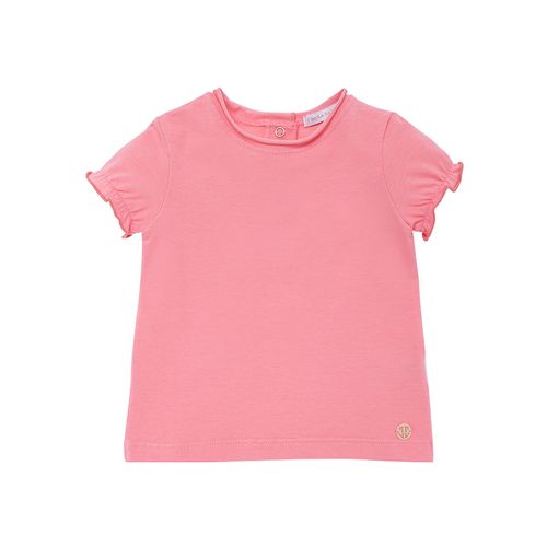 Camiseta de Bebê Feminina Manga Curta Frufru - ROSA CHICLETE