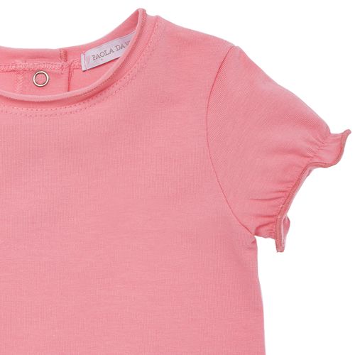 Camiseta de Bebê Feminina Manga Curta Frufru - ROSA CHICLETE