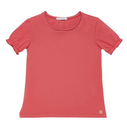 Camiseta Infantil Feminina Manga Curta Frufru - VERMELHO
