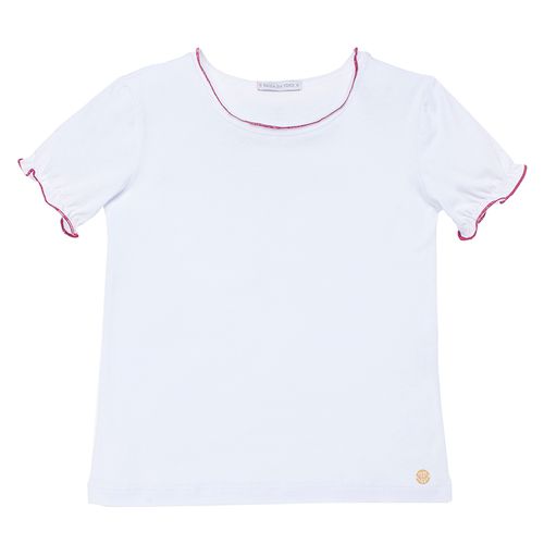 Camiseta Infantil Feminina Manga Curta Frufru - BRANCO