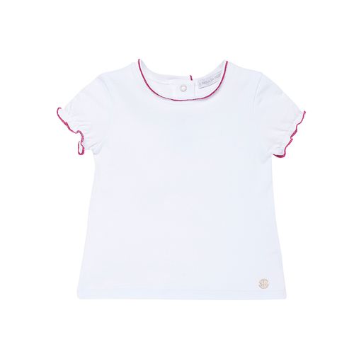 Camiseta de Bebê Feminina Manga Curta Frufru - BRANCO