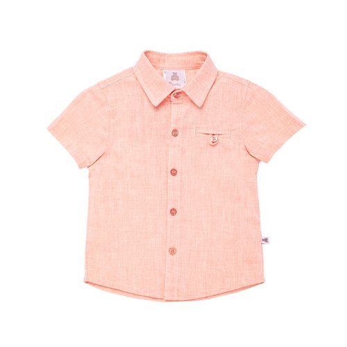 Camisa de Bebê Masculina Manga Curta com Bolso - LARANJA