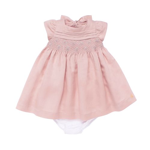 Vestido de Bebê Feminino Viscolinho Ponto Smock - ROSE