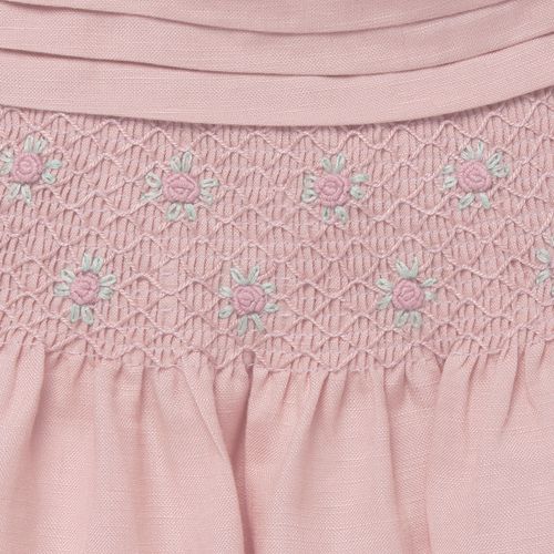Vestido de Bebê Feminino Viscolinho Ponto Smock - ROSE