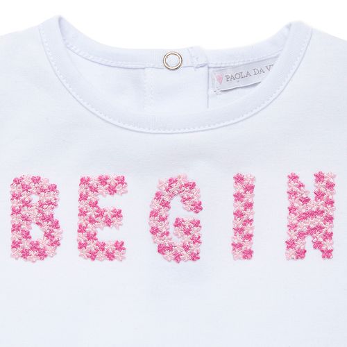Camiseta de Bebê Feminina Manga Curta Begin - BRANCO
