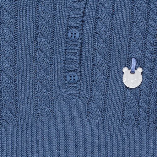 Macacão de Bebê Masculino Tricot com Sapatinho - AZUL TIRRENO