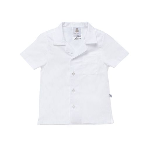Camisa de Bebê Masculina Manga Curta Algodão Folhagem - BRANCO