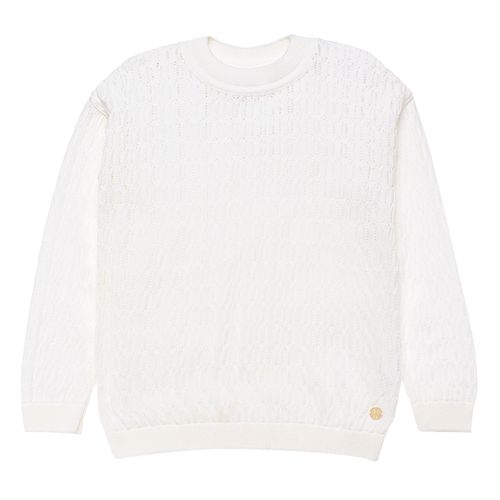Blusa Tricot Infantil Feminina Manga Longa Rendada - BRANCO