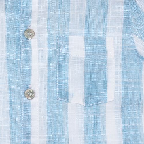Camisa de Bebê Masculina Manga Curta Listras - AZUL BEBE